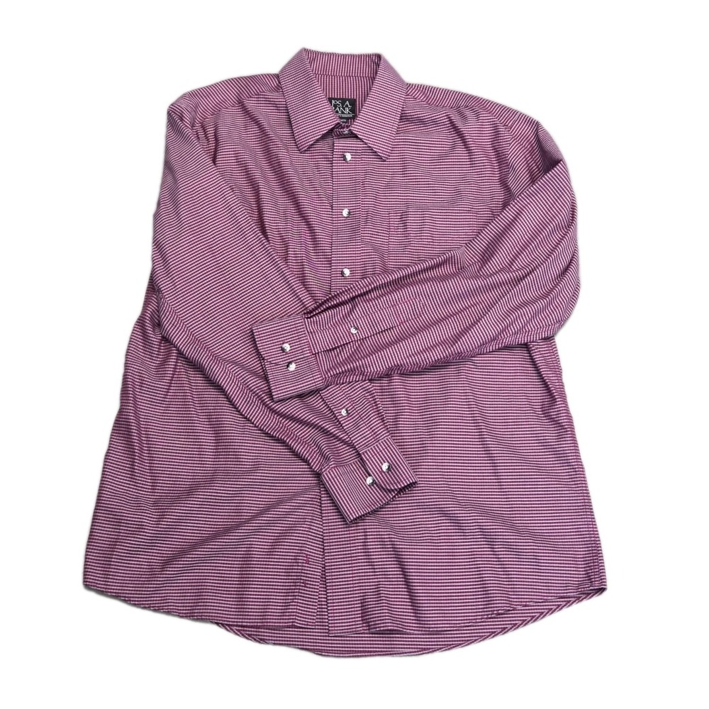 Jos. A. Bank Traveler's Collection Button Down Shirt Men's L Red White Check
